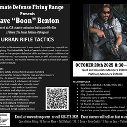 Monday - 10/20/25 - Urban Rifle Tactics - 8:30am - 4:00pm